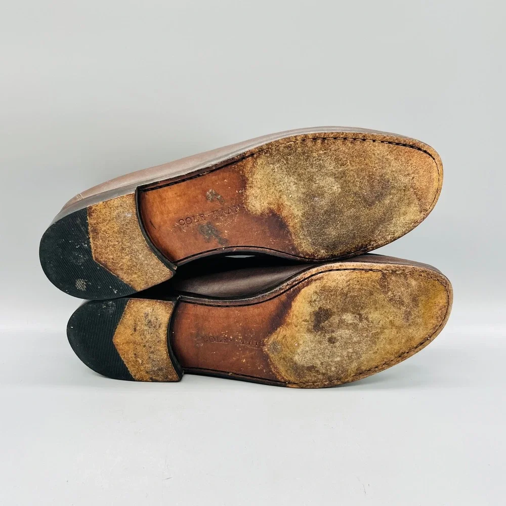 Cole Haan Shoes Mens 10.5 Brown Leather City Gold Horsebit Loafers Dress Slip On